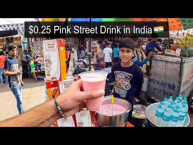 $0.25 Pink Street Drink in India (kid tried to scam me) 