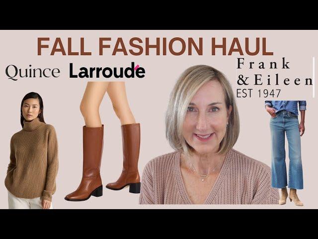 FALL FASHION HAUL | LARROUDÉ BOOTS | FRANK & EILEEN DENIM, QUINCE SWEATERS and MORE!