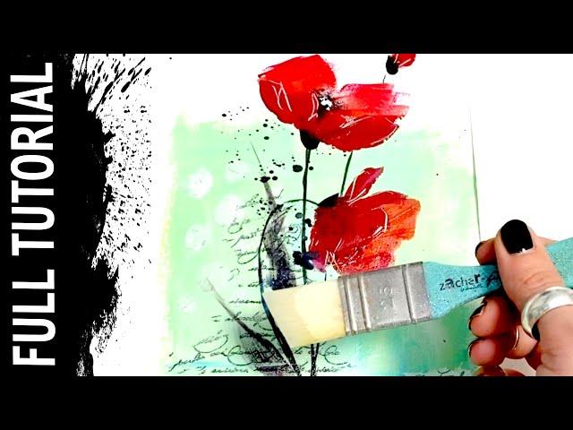 Abstract acrylicpainting tutorial loose & easy flowers with mixed media tipps