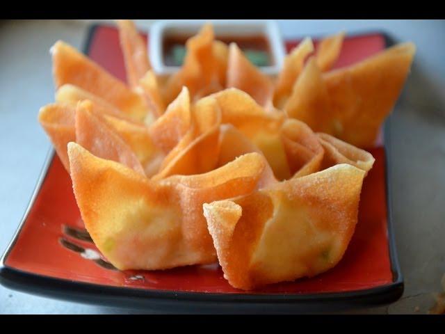 How to Make Restaurant Style Crab Rangoon เกี๊ยวครีมชีสปูอัดทอด