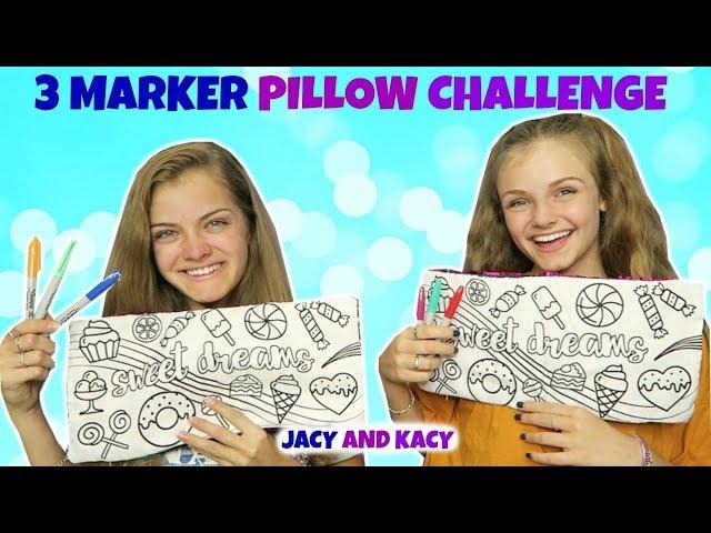 3 Marker Pillow Challenge ~ Fun DIY Pillows ~ Jacy and Kacy