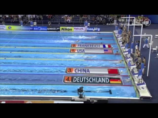 WM Shanghai 2011 - 4x200m Freistil Männer Finale & Interview