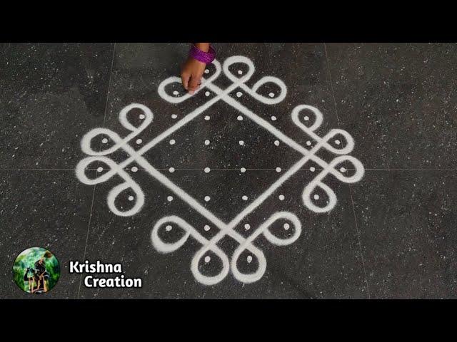 Easy sikku kolam, Kambi kolam | Melikala muggulu | 8x2x2 dot neli kolam | Beautiful Kambi kolam