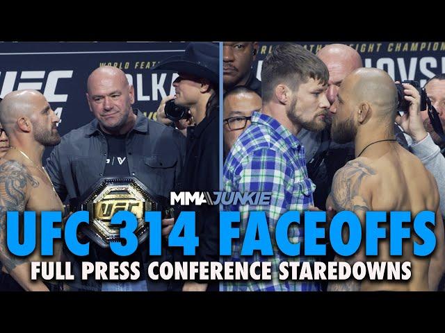 UFC 314 Full Press Conference Faceoffs: Volkanovski-Lopes, Chandler-Pimblett, Rodriguez-Pitbull