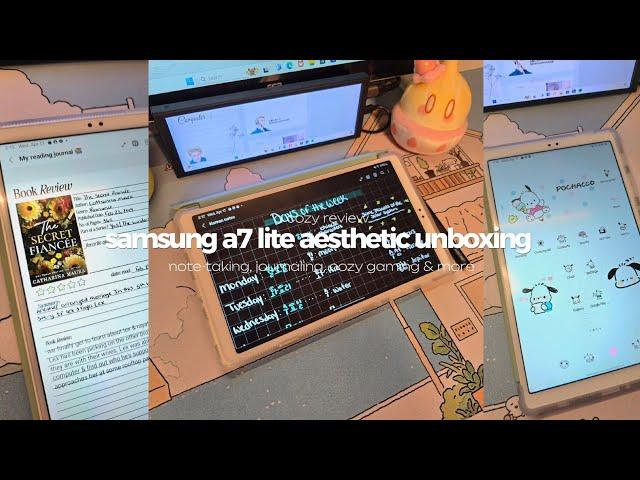 samsung a7 lite aesthetic unboxing  note-taking, journaling, gaming & more ~ a cozy review