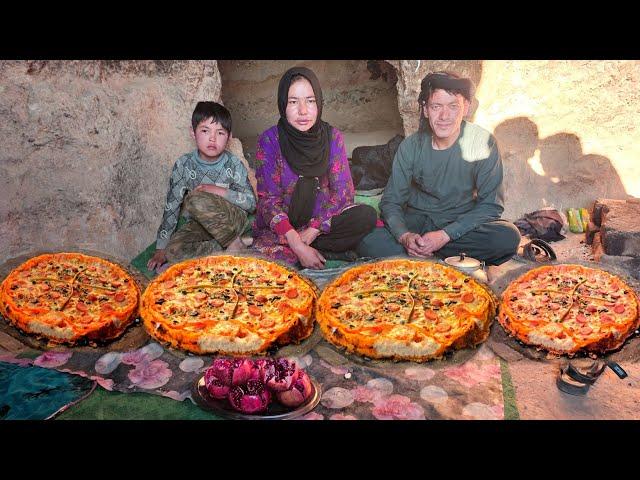 Young Mother Top Cave Chef Reveals Best PIZZA Cooking Techniques | Afghanistan Village Life