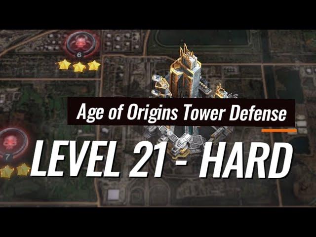 Age of Origins (AOZ) - Tower Defense Level 21 HARD MODE - Easy 3 star setup & Strategy - Gameplay