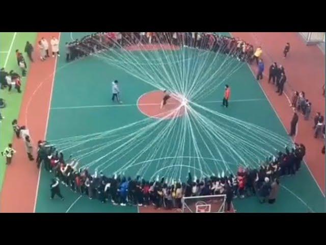 Chinese Students Make Giant Jump Rope