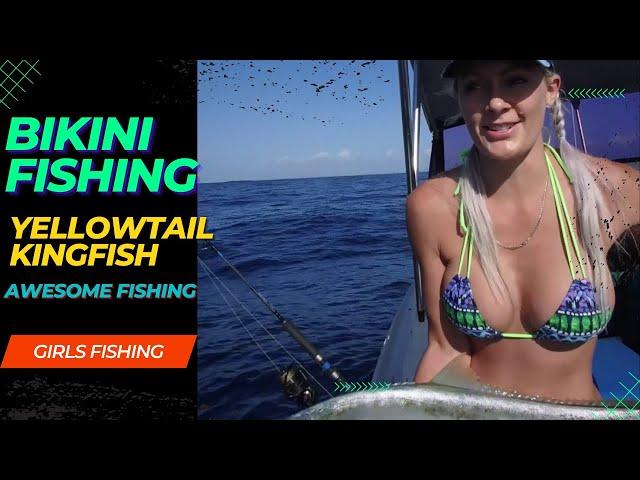 Yellowtail Kingfish with Hooked On Brooke! Bikinis Awesome Fishing.