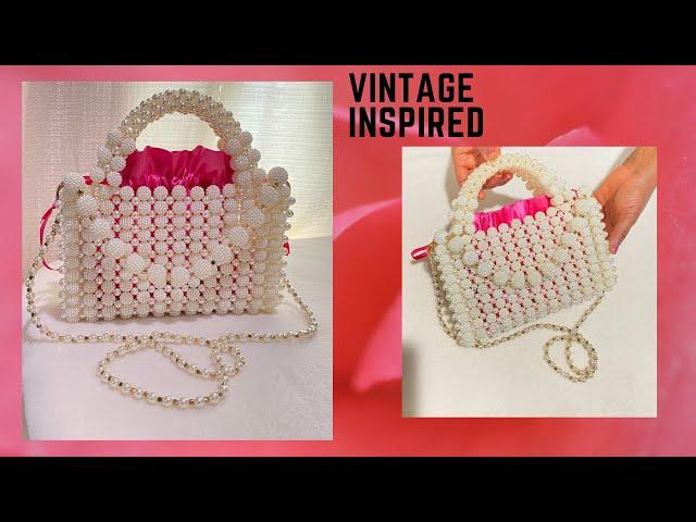 HOW TO MAKE A BEADED BAG/ HOW TO MAKE A VINTAGE PEARL BEADED BAG/ BEADED BAG TUTORIAL/DIY BAG MAKING