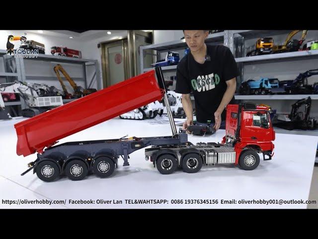 New RC Benz truck,3 speed diff lock, with hydraulic dumper trailer 2 axles can lift by hyd cut power