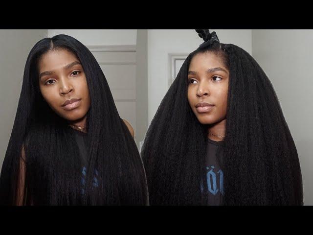 MAKING A WIG + INSTALL+ STRAIGHTENING SUPER NATURAL KINKY STRAIGHT BUNDLES | ASTERIA HAIR