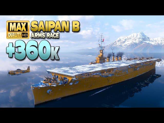 Aircraft Carrier "Saipan B": Huge 360k on map "Warrior s Path" - World of Warships