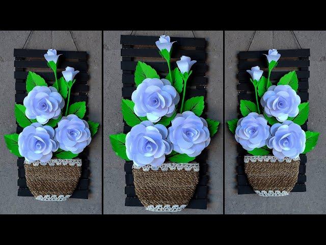 Quick and easy paper wall hanging | Paper flower wall decoration | Paper craft for home decoration