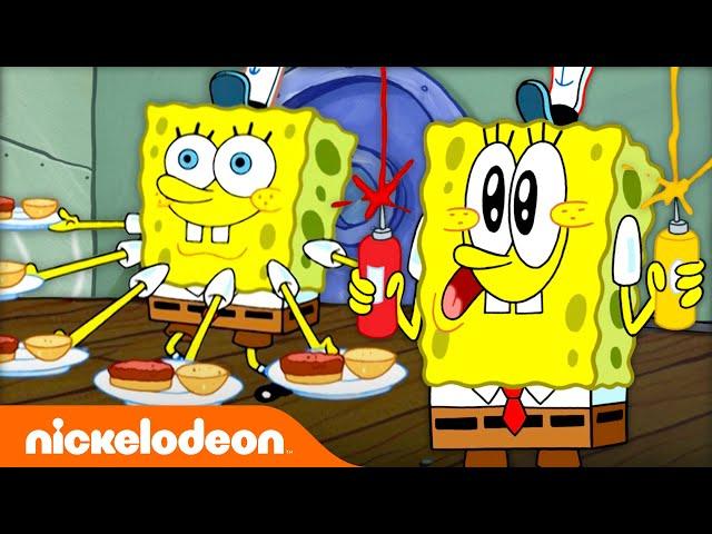 SpongeBob Cooking Krabby Patties for 20 Minutes  | Nicktoons