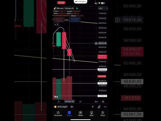 ТЕХ АНАЛИЗ #BTC ЗА 1 МИН 08.09.2024 #инвестиции #btc2024 #биткоин2024 #акции  #btcпрогноз #bitcoin