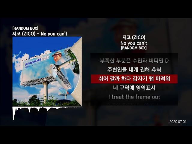 지코 (ZICO) - No you can't [RANDOM BOX]ㅣLyrics/가사