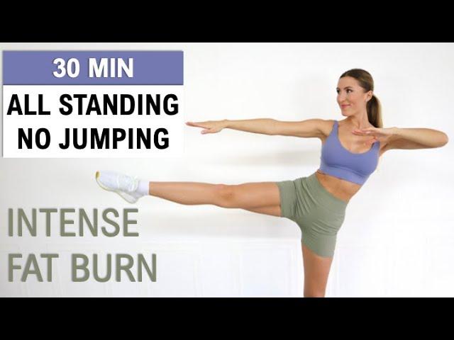 30 Min All Standing No Jumping | Fat Burning HIIT | Super Fun & Sweaty, Burn 350 Calories, No Repeat