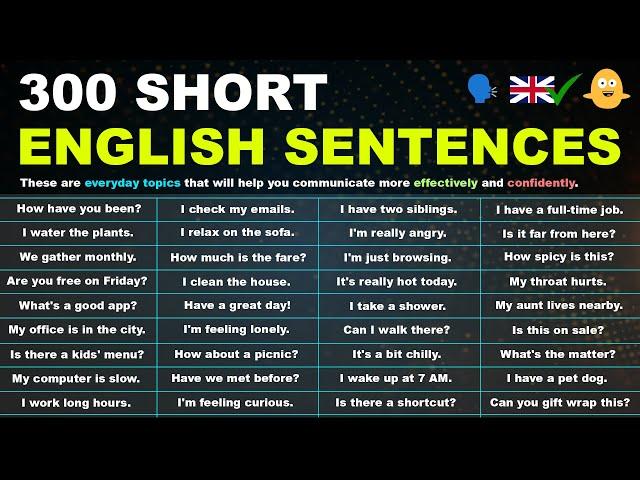 Speak English: 300 Short English Sentences for Daily Use in Conversations!