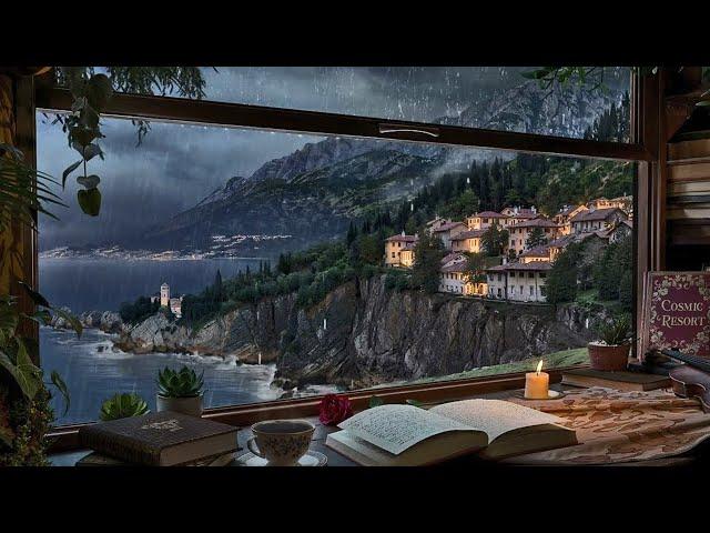 Italian Coast Village Ambience - Rain and Distant Thunder Sounds for Focus, Study, and Relaxation