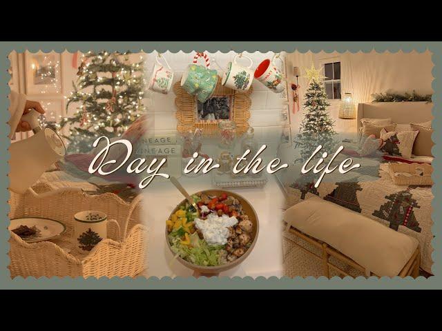 Getting festive... decorating our bedroom for Christmas, decor haul, & cooking a healthful meal!