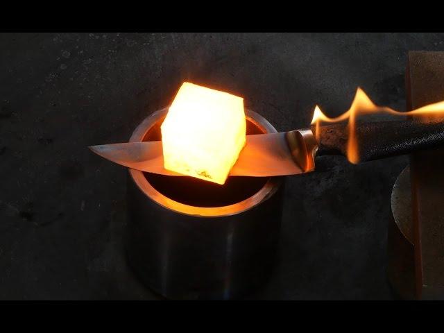 White Hot Tungsten Cube Vs. Red Hot Knife