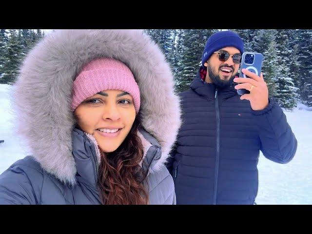 කැනඩාවේ පලවෙනි Road Trip එක | In to The Rockies | Lake louise Winter Canada  | Day 1 |