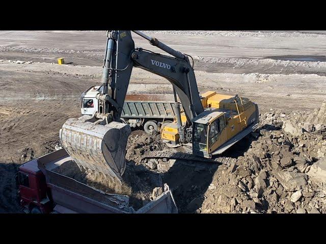 Volvo EC700C Excavator Loading Trucks