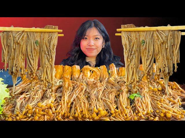 My FIRST Time Eating Enoki Mushrooms with Chopsticks! Manipuri Mukbang