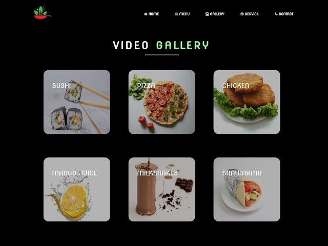 Part 3 | Restaurant Gallery Page | How To Create Video Gallery Using HTML, CSS.