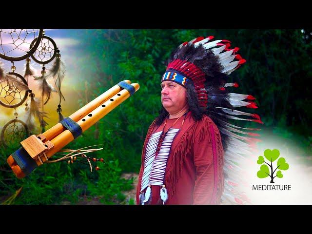 Indigenous Flute and Sounds of Nature. Drum and bird sounds.