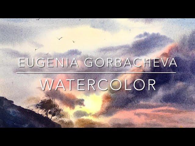 How to paint clouds with a sunset | Watercolour Sea | Raw Technique | Step by step with comments