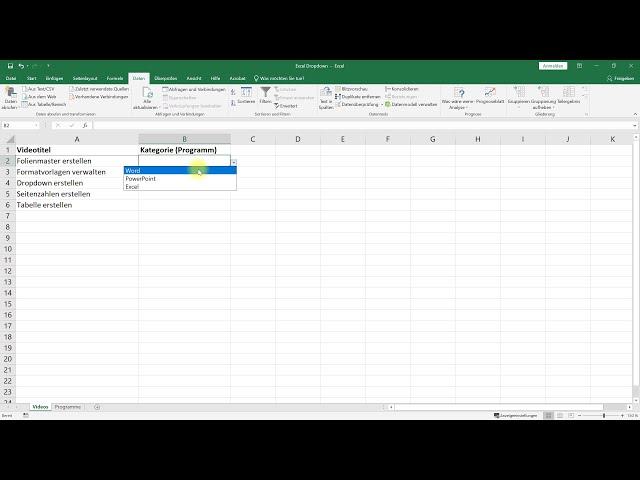 Dropdown-Liste erstellen – Excel-Tutorial