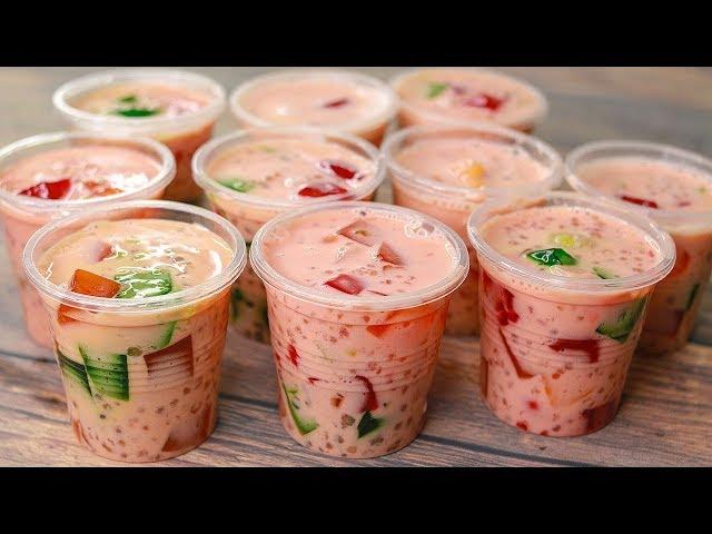 Cathedral Window Jelly Sago Drink | Tapioca Salad Drinks Recipe | Yummy