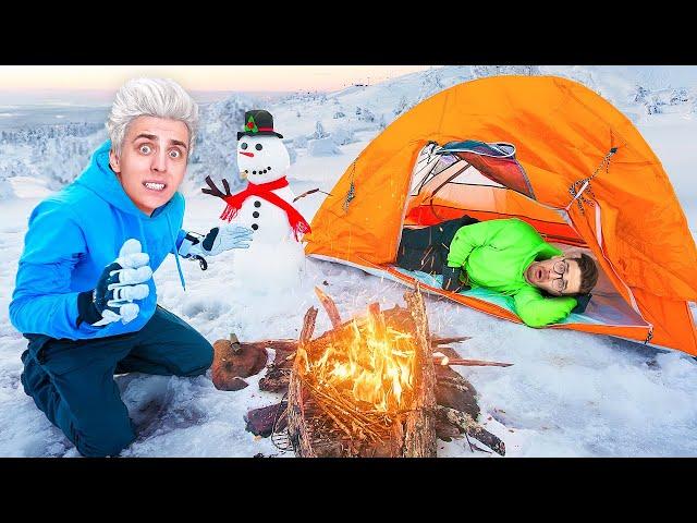 24 Hours in a TENT on ICE Challenge !