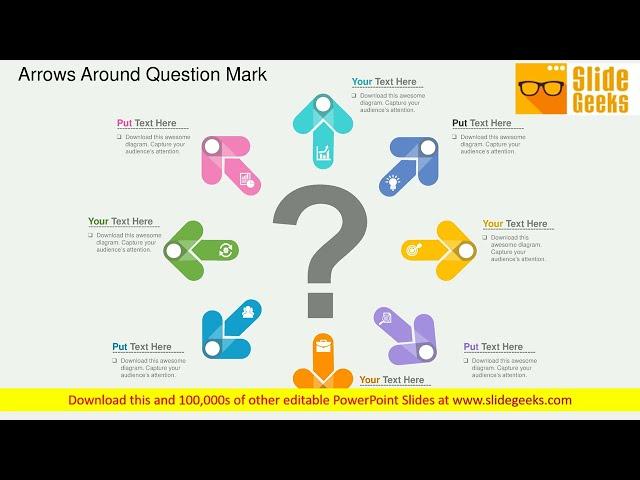 Arrows Around Question Mark Powerpoint Templates