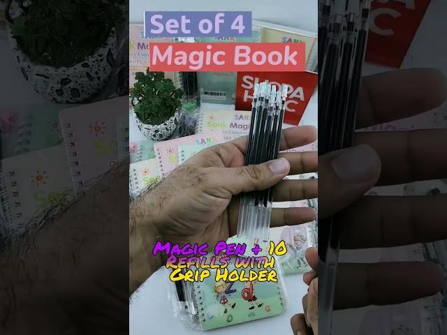 (Set of 4) Sank Magic Book + Magic Pen Practice Copybook for Montessori Kids Handwriting Calligraphy