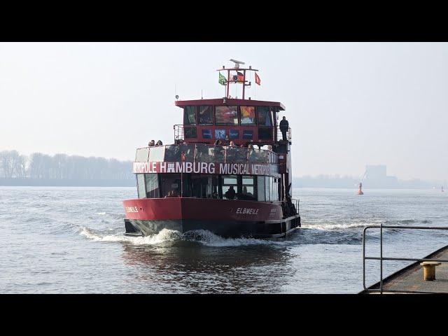 Hamburger Hafenfähren Spotting am Elbstrand