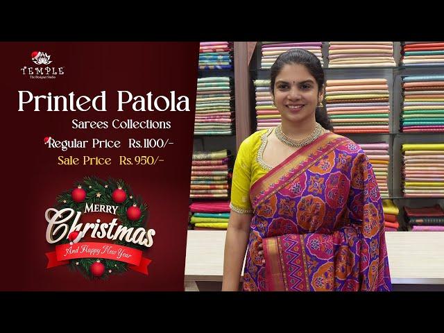 Printed Patola Sarees Collections |  +91 9840306334 | templedesigner.com #saree #needlenthread