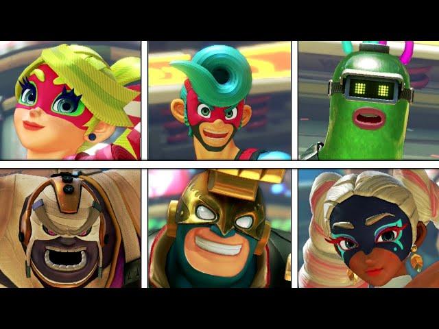 ARMS - All Character's Victory Poses + Winning Animations (All DLC Included)