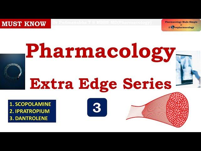 Scopolamine | Ipratropium | Dantrolene Pharmacology Extra Edge Series 3 | Motion Sickness