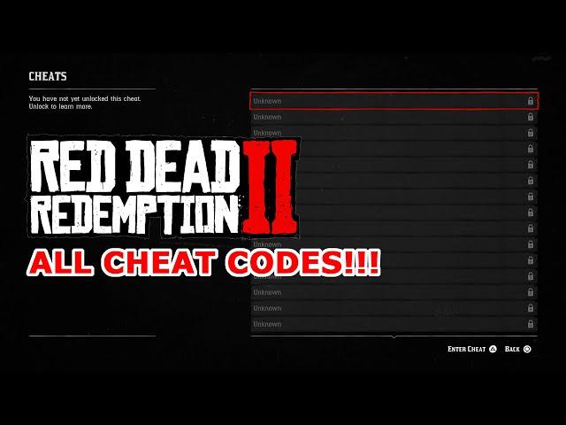 ALL RED DEAD REDEMPTION 2 CHEAT CODES! ALL 27 CHEAT CODES GUIDE!!