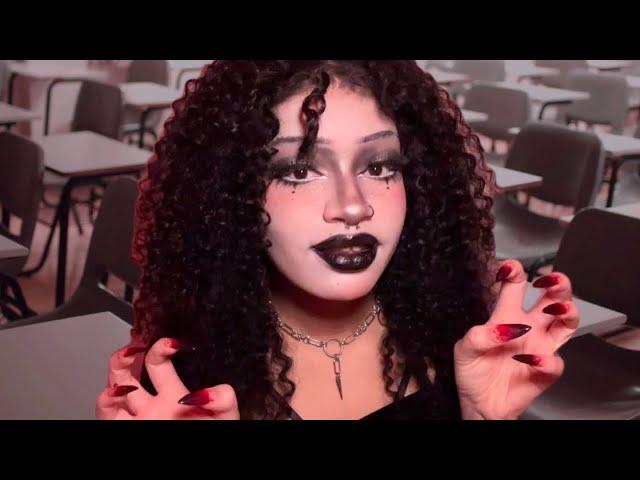 Goth Girl in the Back of the Class Has a Crush on You! Wlw ASMR Roleplay, Makeup Application