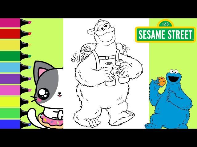 Coloring Sesame Street Cookie Monster Outdoor Fun Coloring Book Pages | Sprinkled Donuts JR