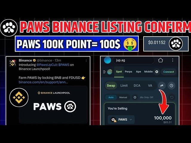 Paws Listing On BinancePaws Airdrop withdrawal | Paws Price Prediction | Paws Airdrop Listing Date