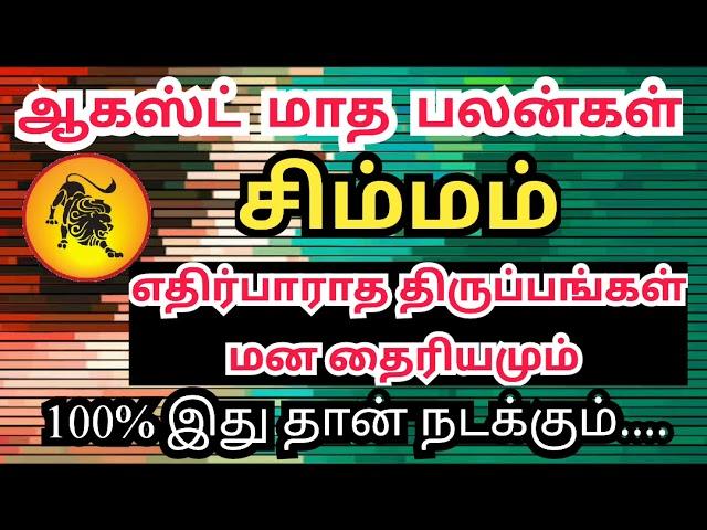 சிம்ம ராசிக்கு ஆகஸ்ட்ல நடக்கும் அதிசயம் | August Month Rasi Palan 2024 in Tamil  sivaya nama #Leo