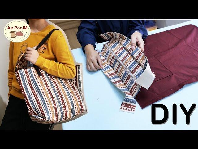 DIY Daily Tote Bag with Zipper | Large Tote Bag