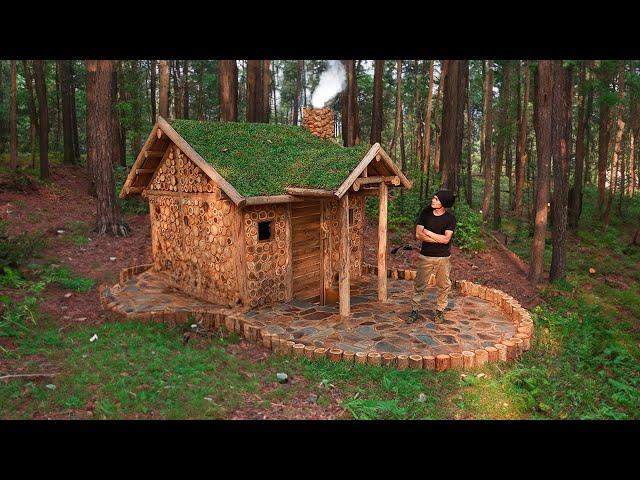 Craft Woodworking to Build an Underground Log Cabin to Survive in the Wild, Catch and Cook