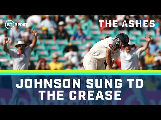 Mitchell Johnson sung to the crease by the Barmy Army as he cops a Golden Duck  The Ashes, 2010/11