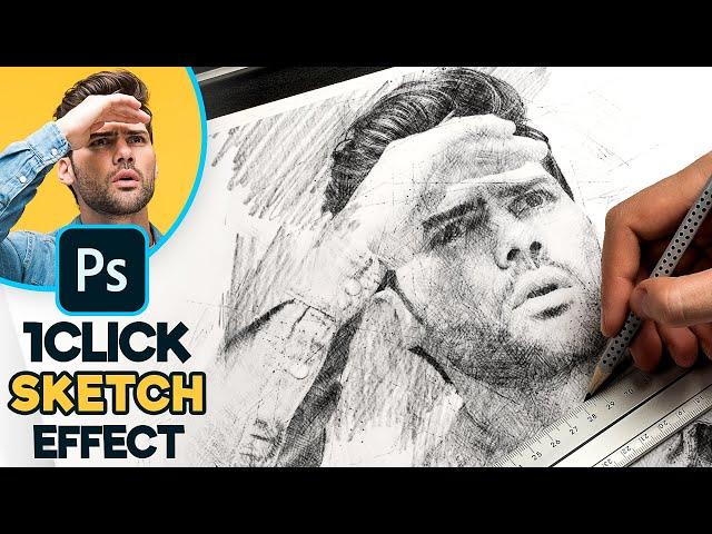 1-CLICK Photo to Pencil Drawing Sketch Effect - Photoshop Tutorial